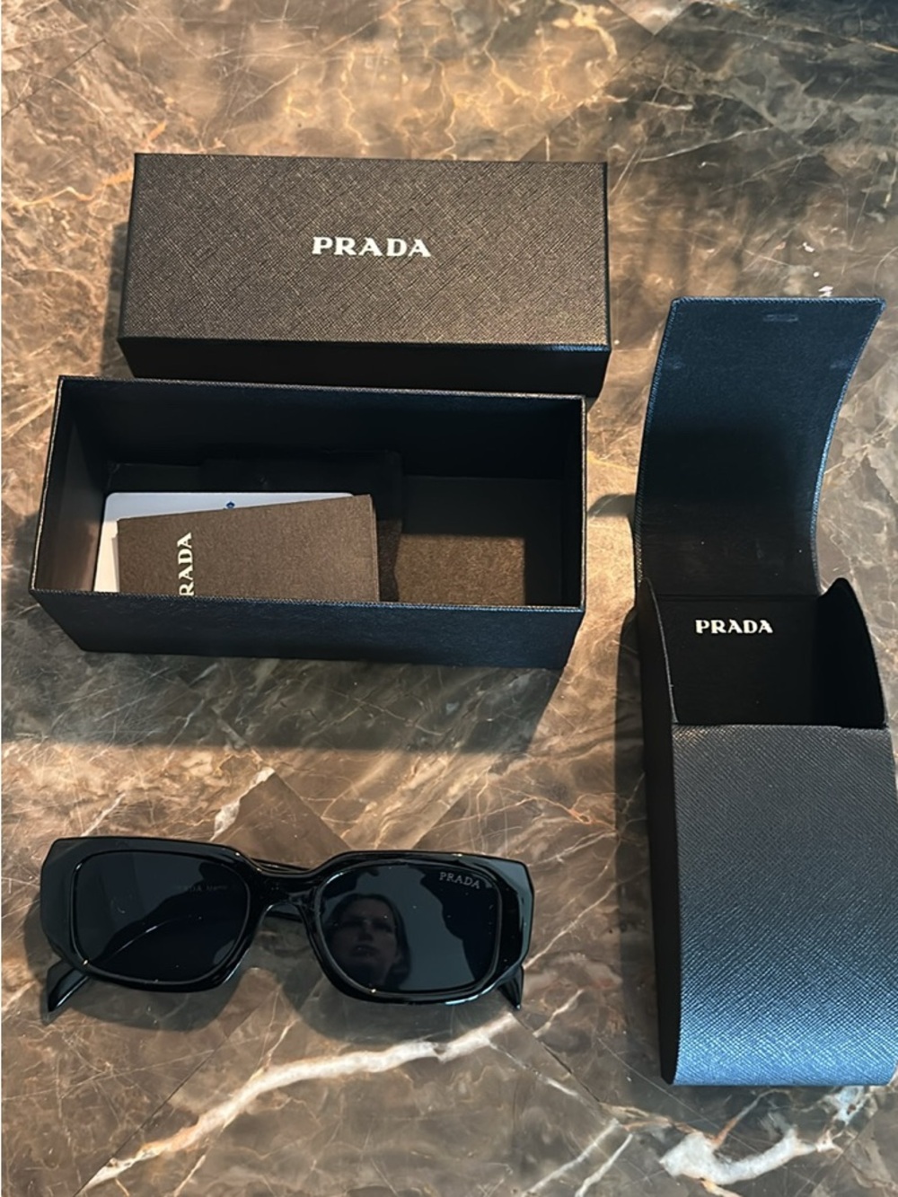 Prada Glossy Black Wide-Arm Sunglasses